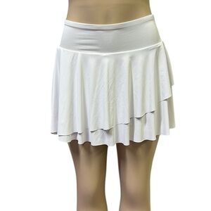 Vital Life White Pull On Tiered Petal Skort with Pockets Shorts Skirt Womens M